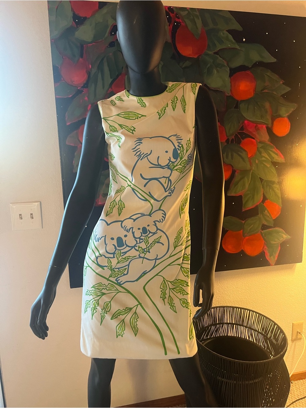 Vintage Vested Gentress Dress with Green & Blue Koala Mod
